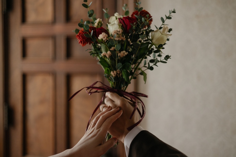 お持ち込みのお花と。