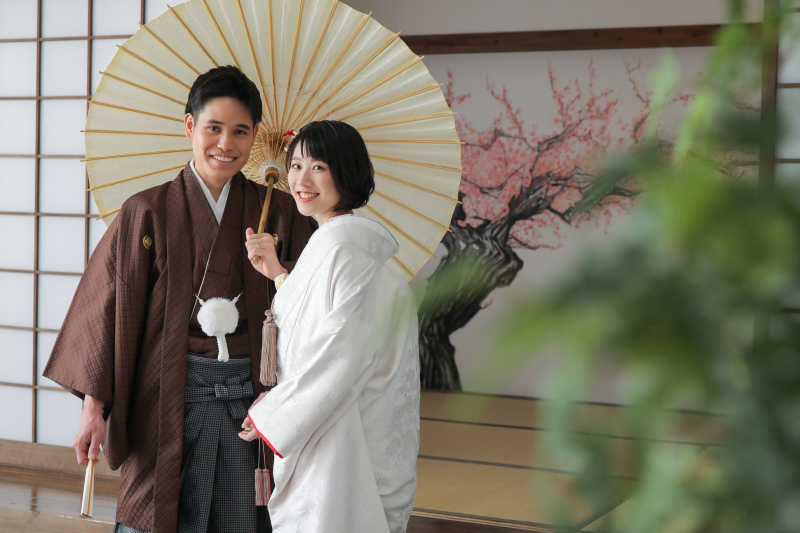 お茶室の前で♪