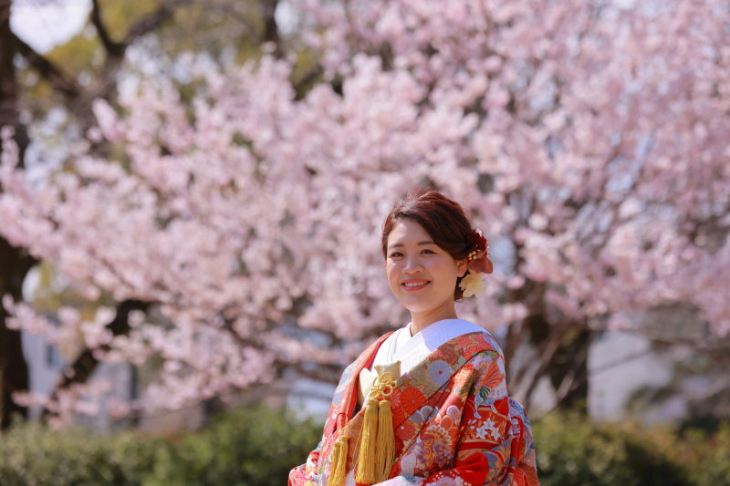 ご新婦様と桜で!