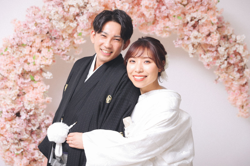 桜のアーチの背景。