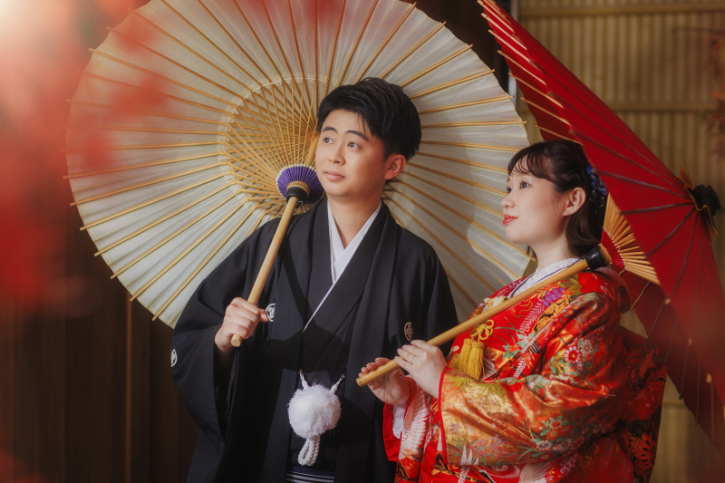和傘×和装×紅葉