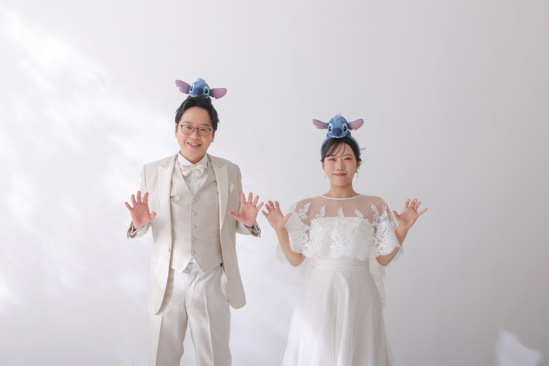 スティッチのカチューシャを被って撮影！