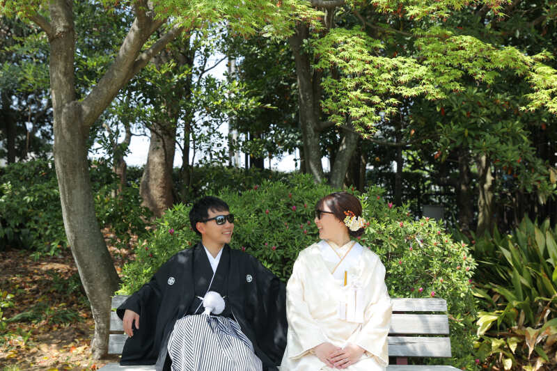 ベンチでゆったりと