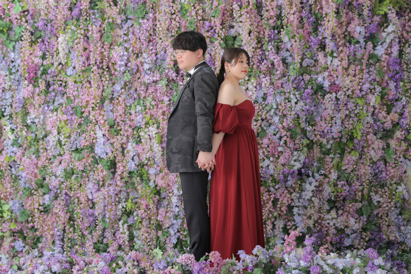 背景移動してお花ショット