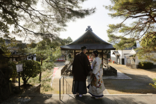 4/10西陽がきれいな京都の神社にて