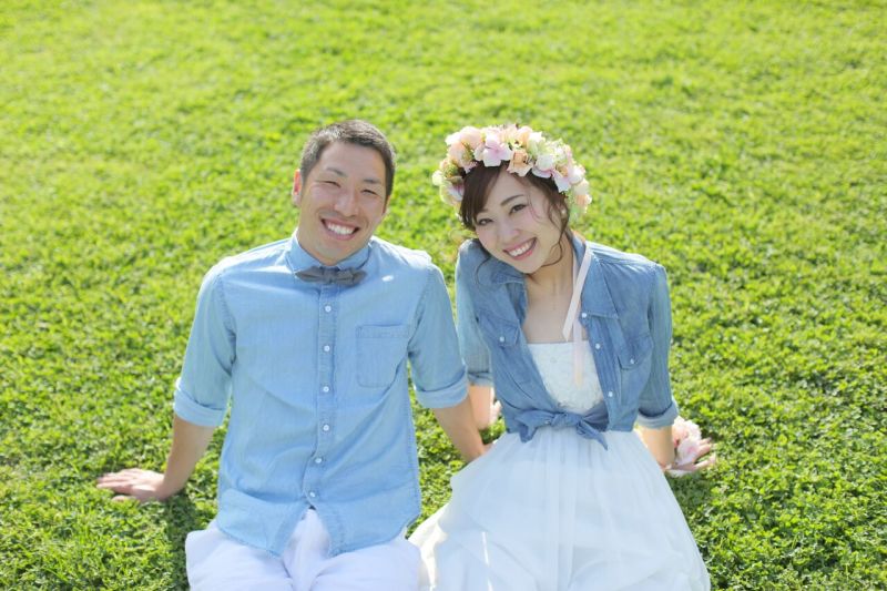 芝生でリラックス〜