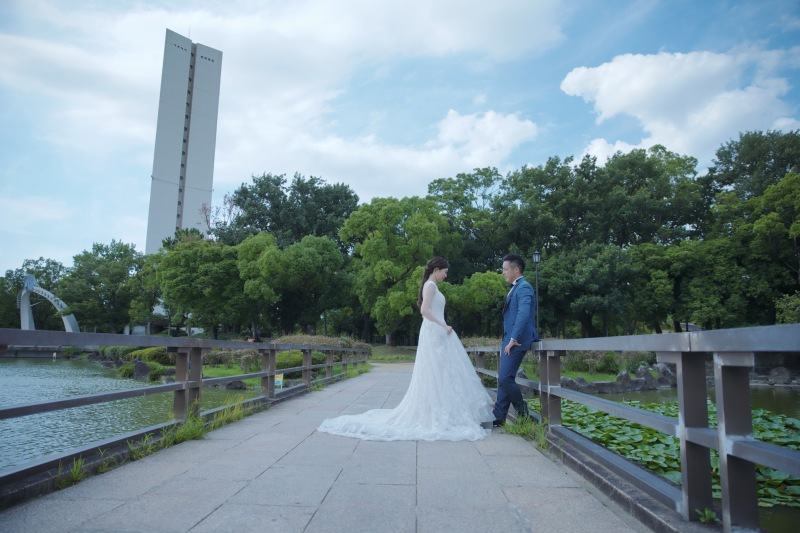 青空と緑と建物と