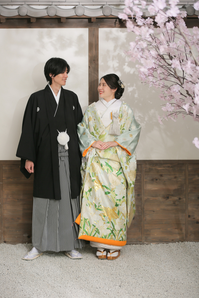 桜と一緒に撮影