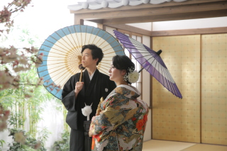 庭園風スタジオで和装！