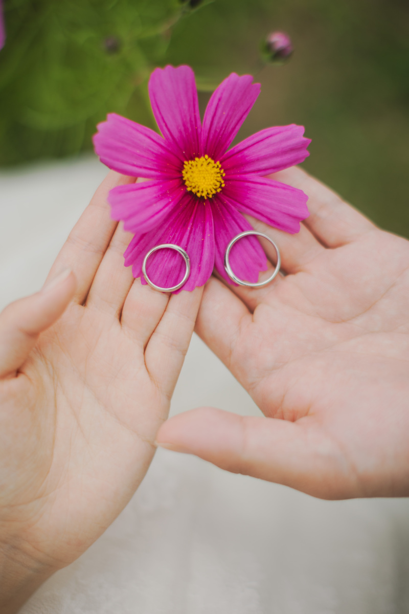 リングと手を添えて