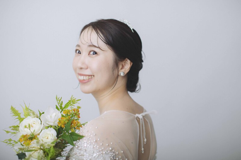 新婦様アップはブーケも一緒に。