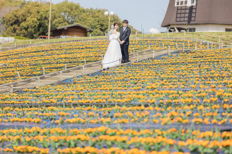 お花畑の中心に!
