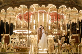 遊園地のイルミネーションで