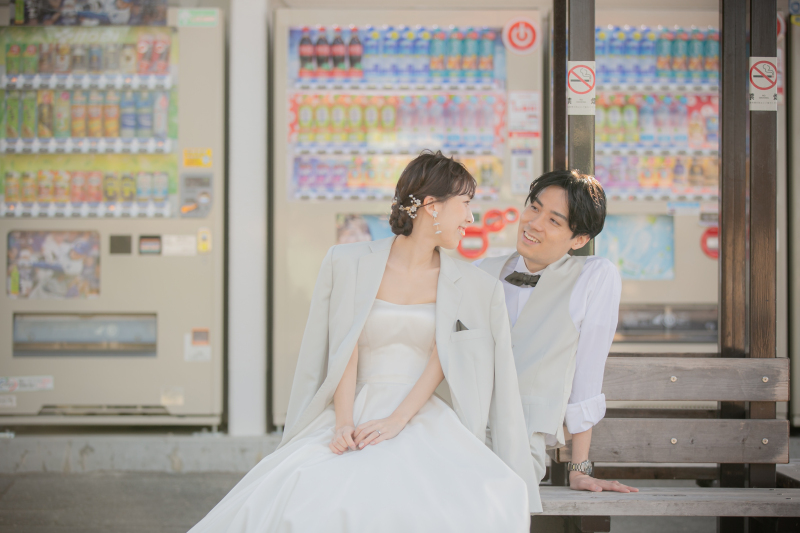 ジャケットを羽織って