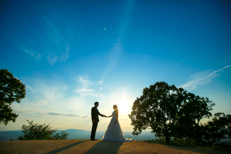 夕暮れ時のシルエット撮影