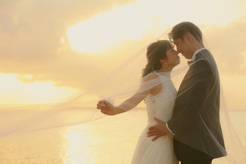 ウェディングベールを使ったショット