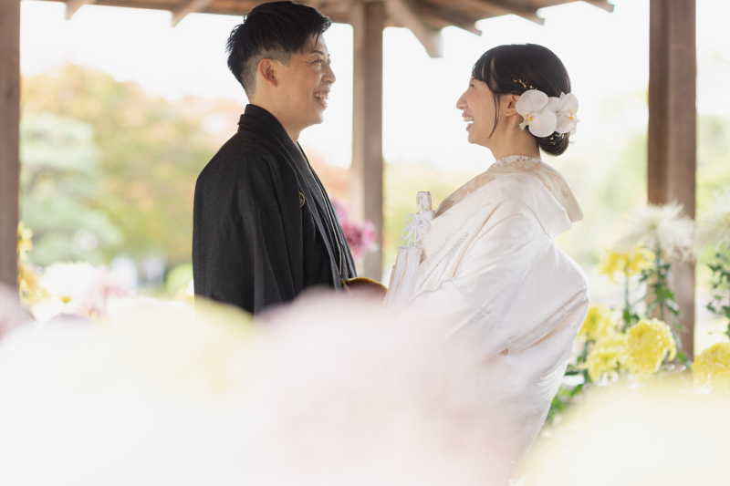 お花に囲まれて