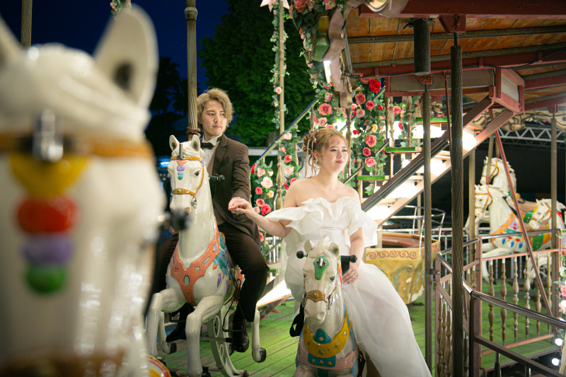 夜の遊園地の魔法