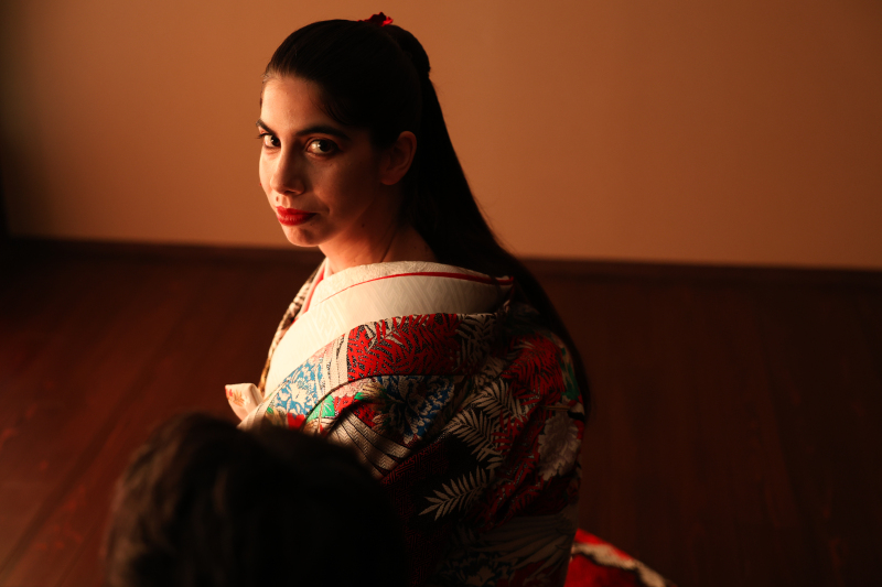 花火の明かりと新婦様