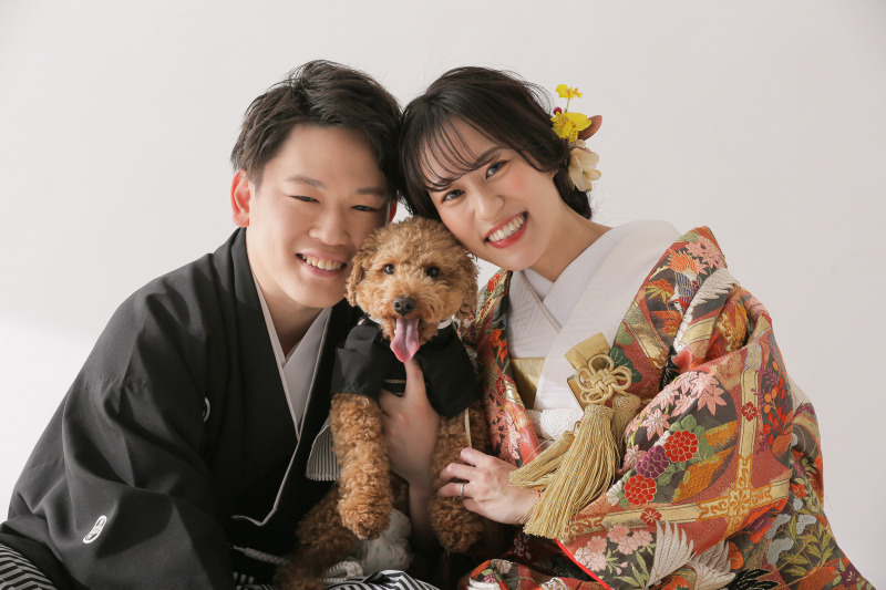 愛犬と一緒に。楽しくスタジオ撮影!