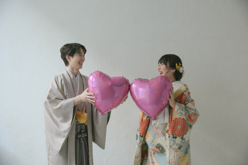 ハート風船で