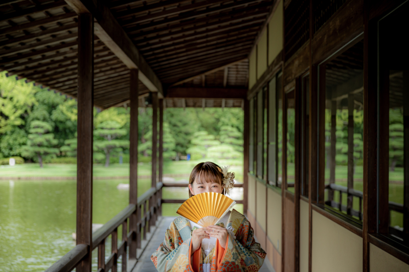 自然豊かな日本庭園での撮影