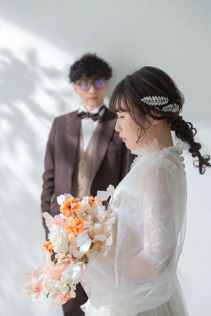 ブーケを持って