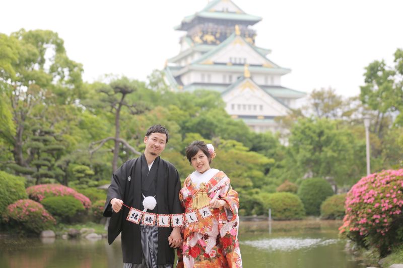 お城をバックに！
