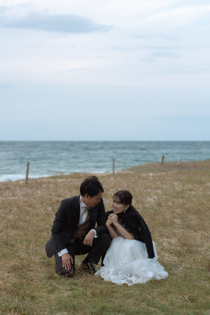 海風に耐えながら...