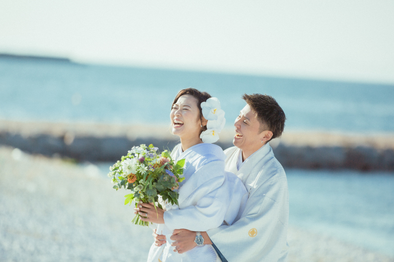 和装でも海ロケーション!