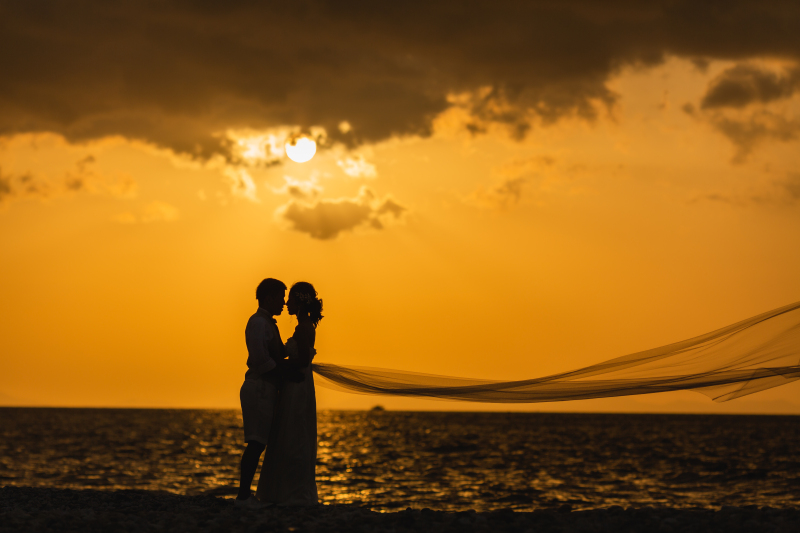 ロマンチックな夕日ショット