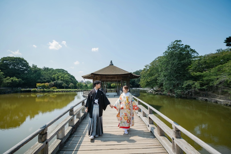 ◇奈良エリア【浮見堂ロケーション】衣装+ヘアメイク+髪飾り+草履/写真全データ納品/レタッチ修正