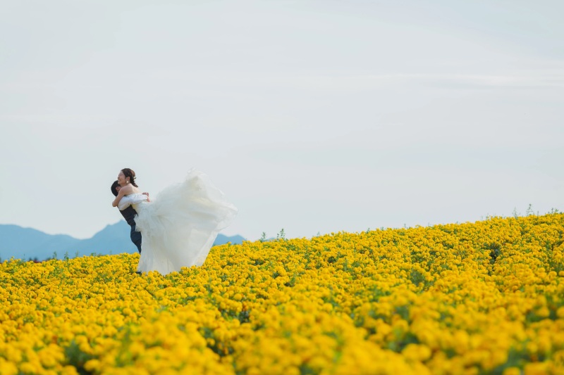 【北海道のお花畑+動物と一緒に牧場フォト】衣装+ヘアメイク+アクセサリー+ブーケ+靴◎写真全データ+アルバム20ページ/美整補正