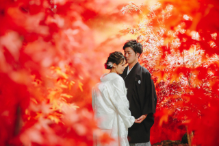 一足早く紅葉で和装前撮り♪