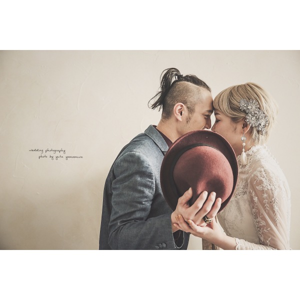 新郎様のハットを使って