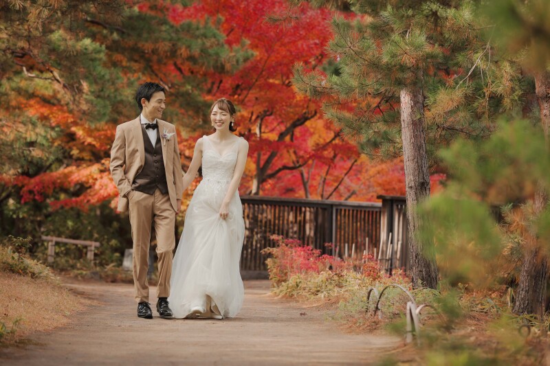 紅葉の綺麗な公園で。