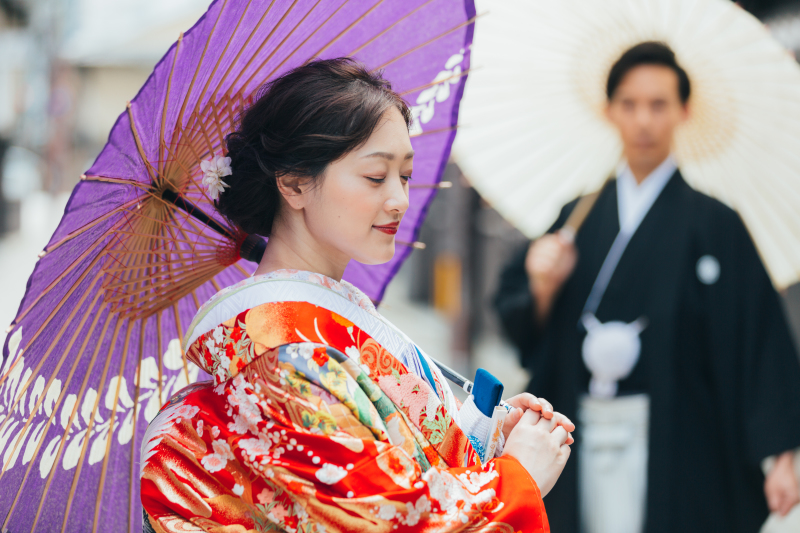 和傘で撮影