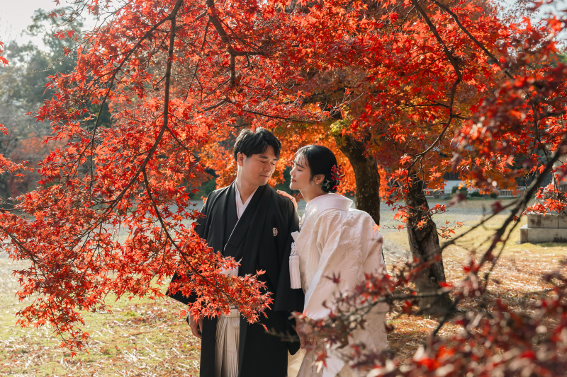 紅葉に囲まれて