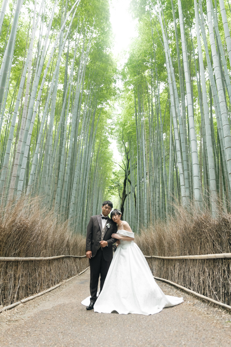 嵐山といえば、高さを感じる竹に囲まれたショット!