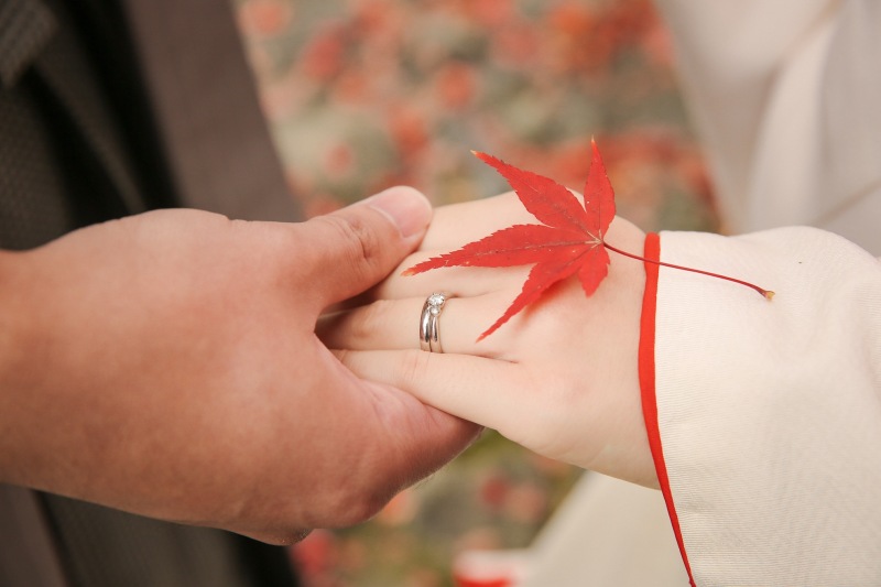 紅葉の嵐山で和装ロケーションフォト