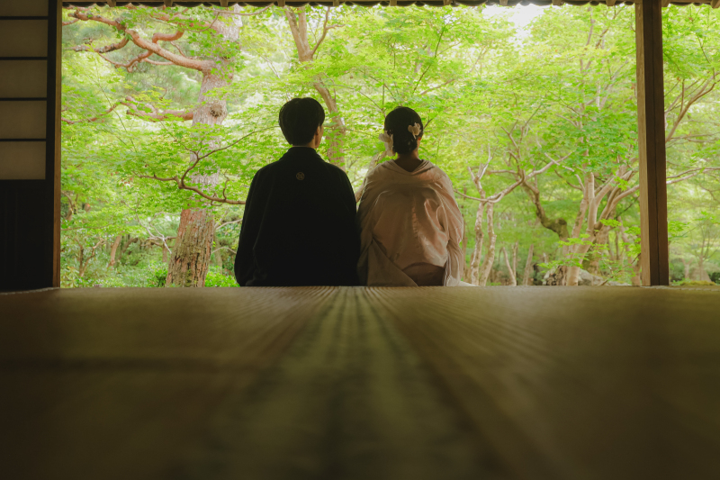 圓光寺の庭に色がる優しい緑・・・