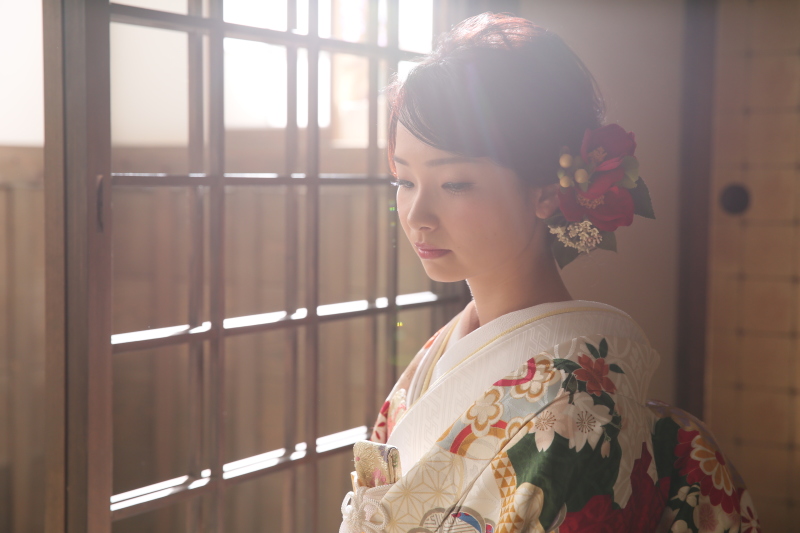 日差しの中で。