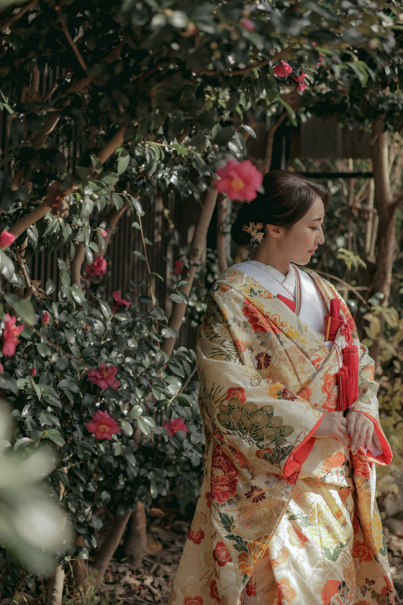この時期ならではの山茶花と