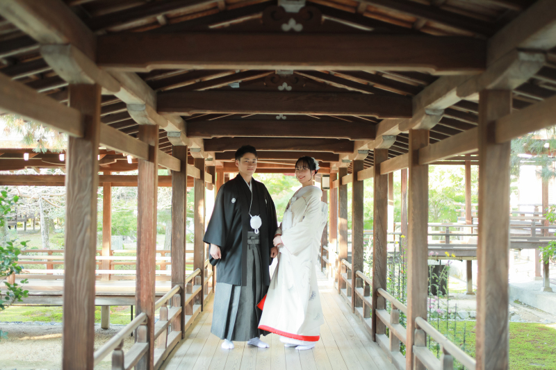 大覚寺の広い廊下でゆったりとスタート