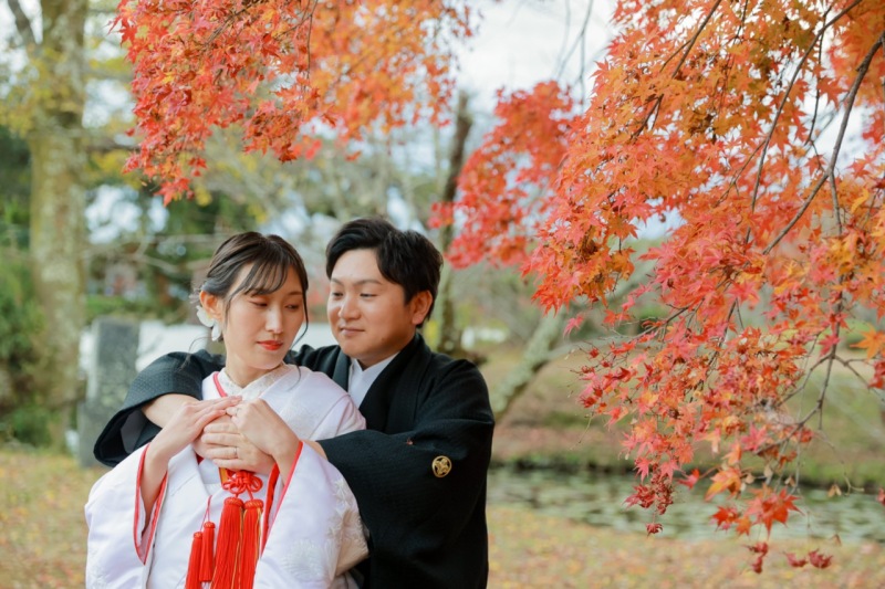 紅葉を背景に♪