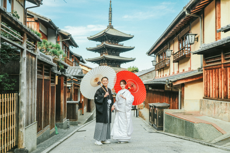 まずは和装で八坂で撮影スタート