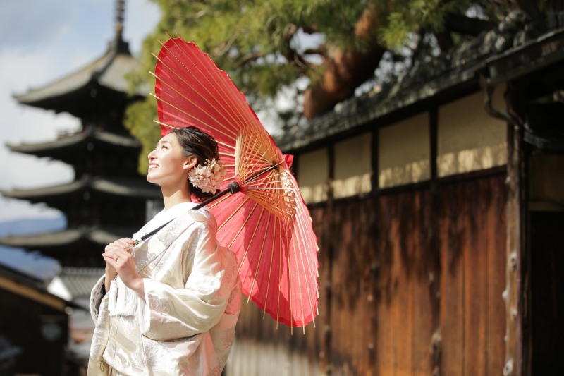 和傘を持って♪