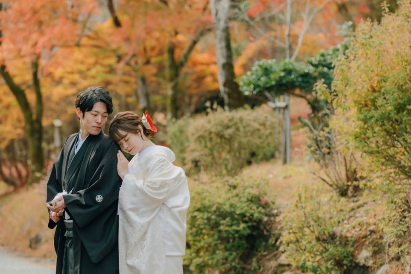 紅葉と竹林に囲まれて♪和装ロケーションを満喫♪