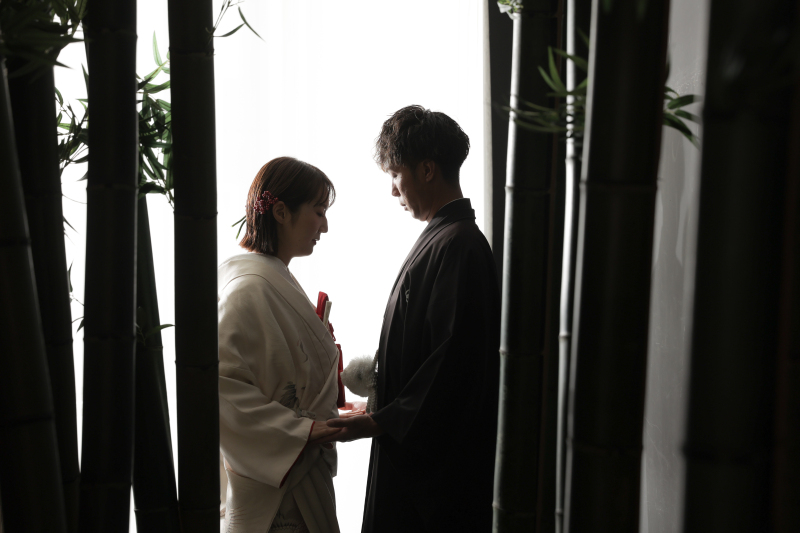 竹林でシルエット写真