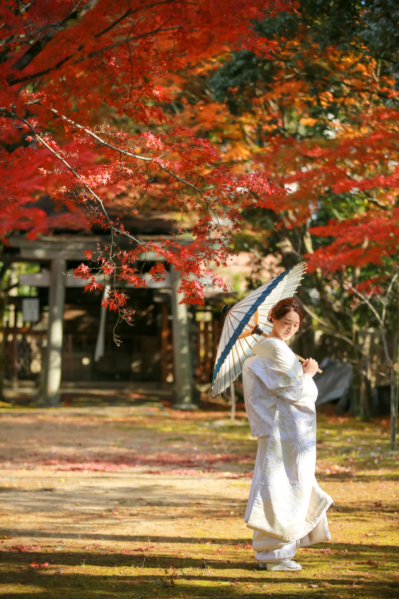 夕日の中のご新婦様。